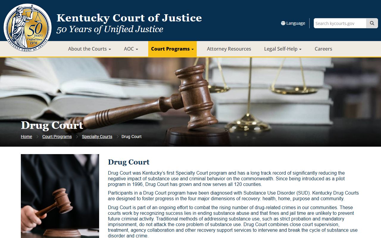 Elliott County Circuit Court Kentucky Drug Court program information