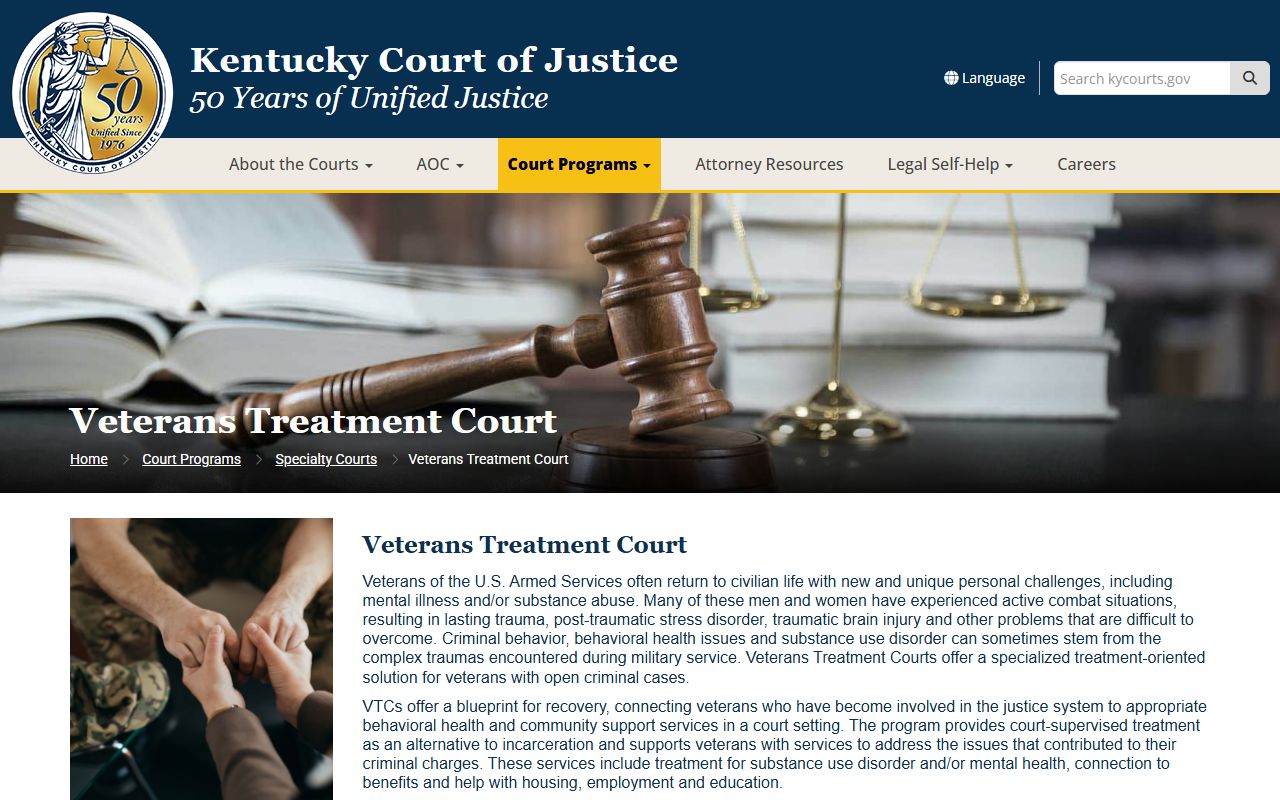Elliott County Circuit Court Veterans Treatment Court program information