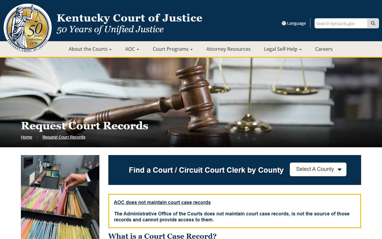 Elliott County court records request instructions from Kentucky Court of Justice