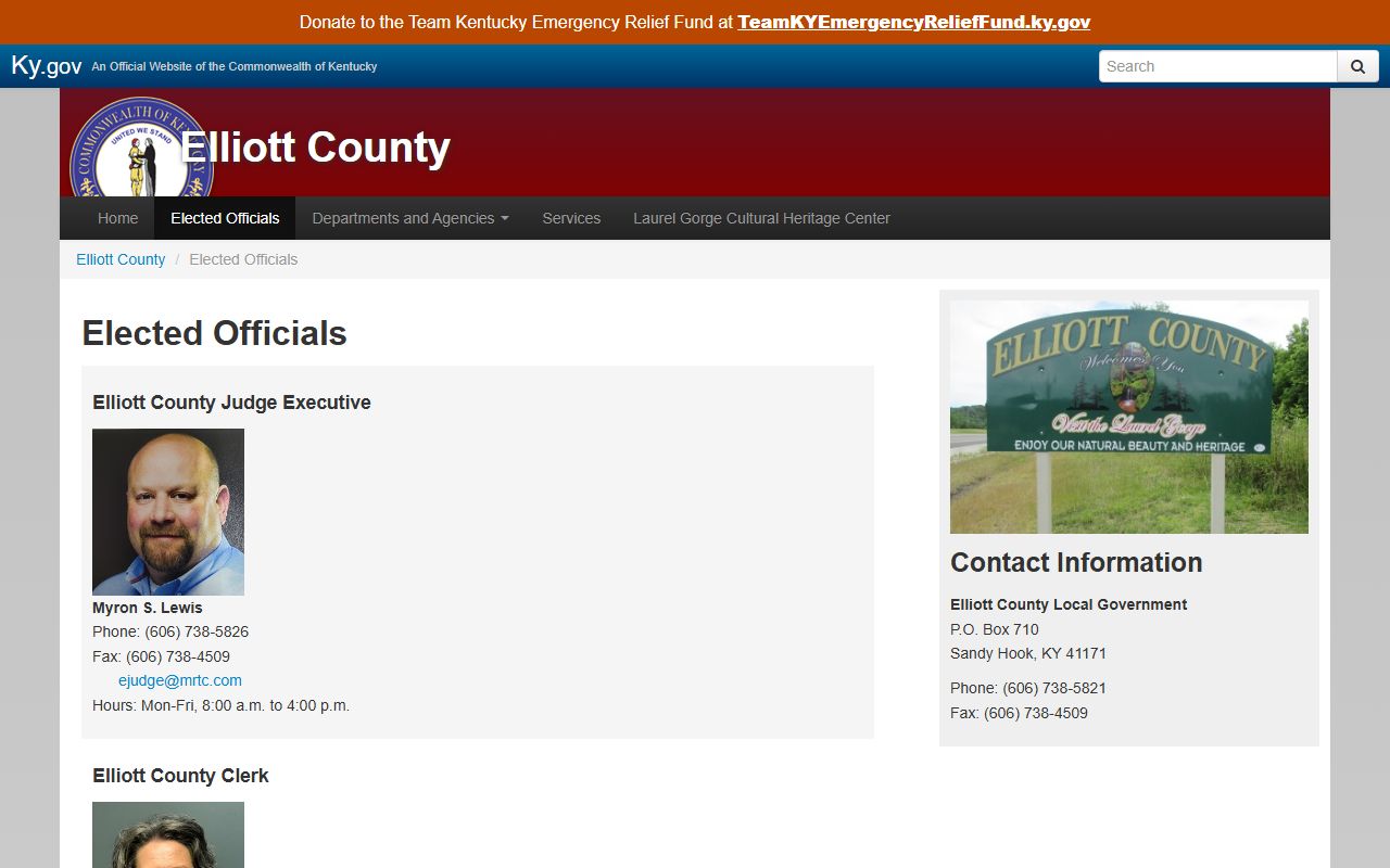 Elliott County court records elected officials and office contacts