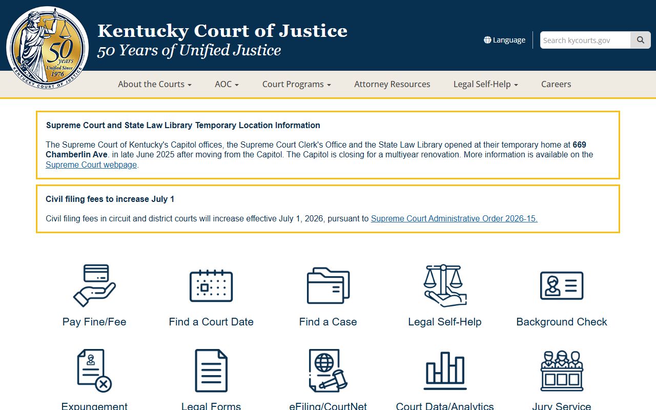 Elliott County court records Kentucky Court of Justice search tools