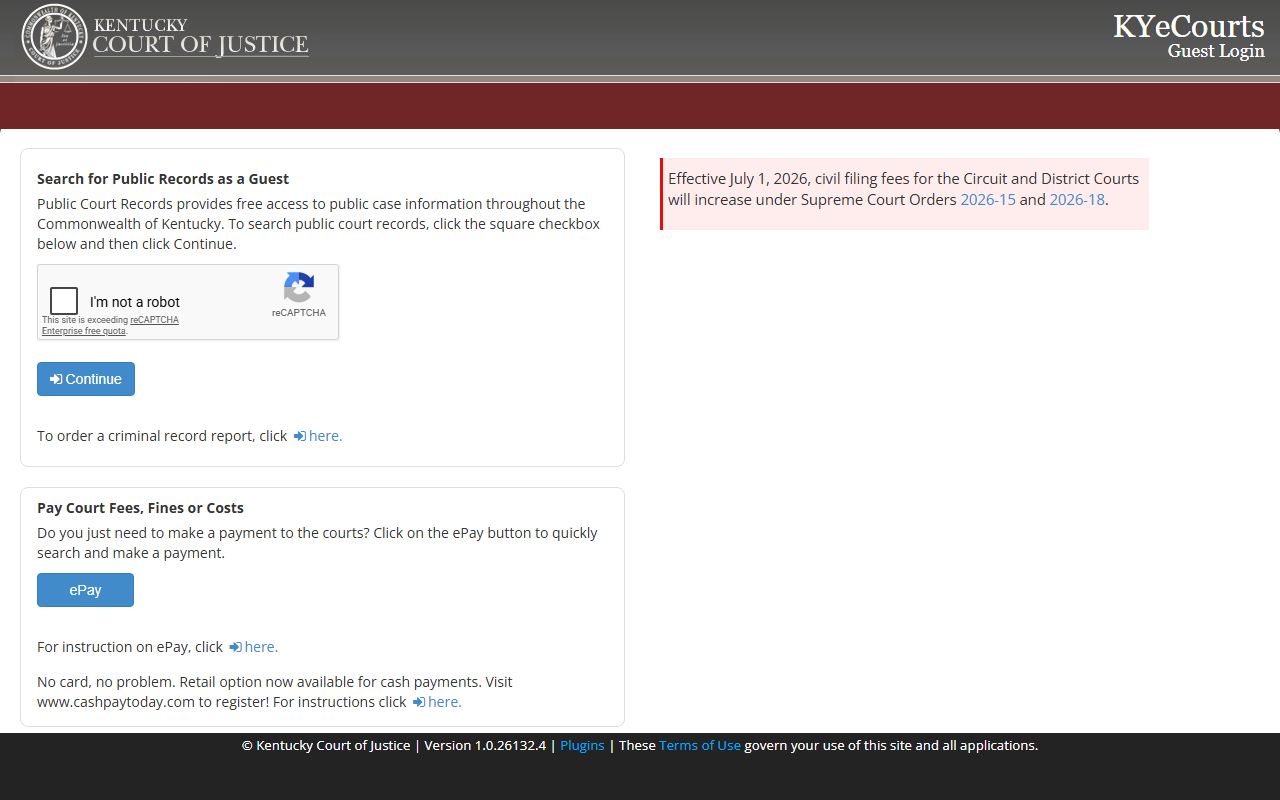 Elliott County court records KYeCourts guest public records login