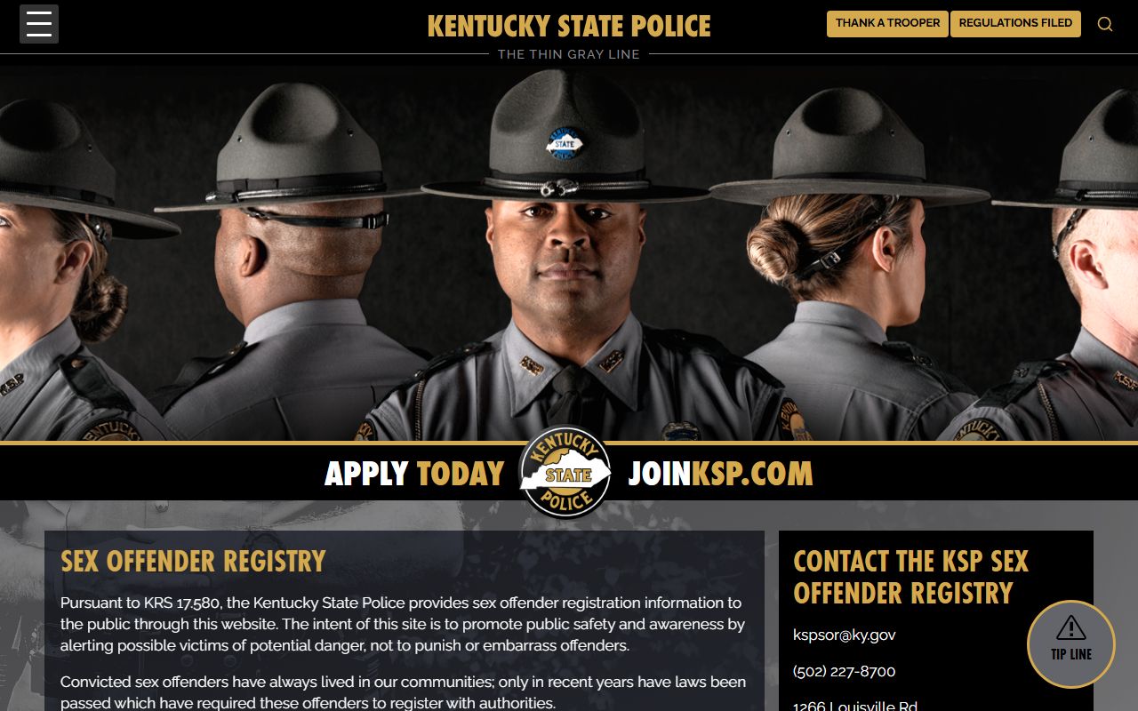 Elliott County inmate records Kentucky State Police sex offender registry