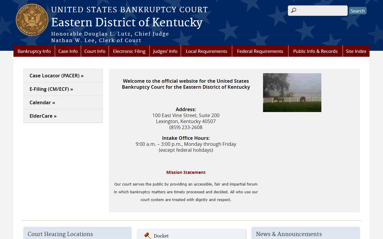 Elliott County probate records Eastern District Kentucky bankruptcy court